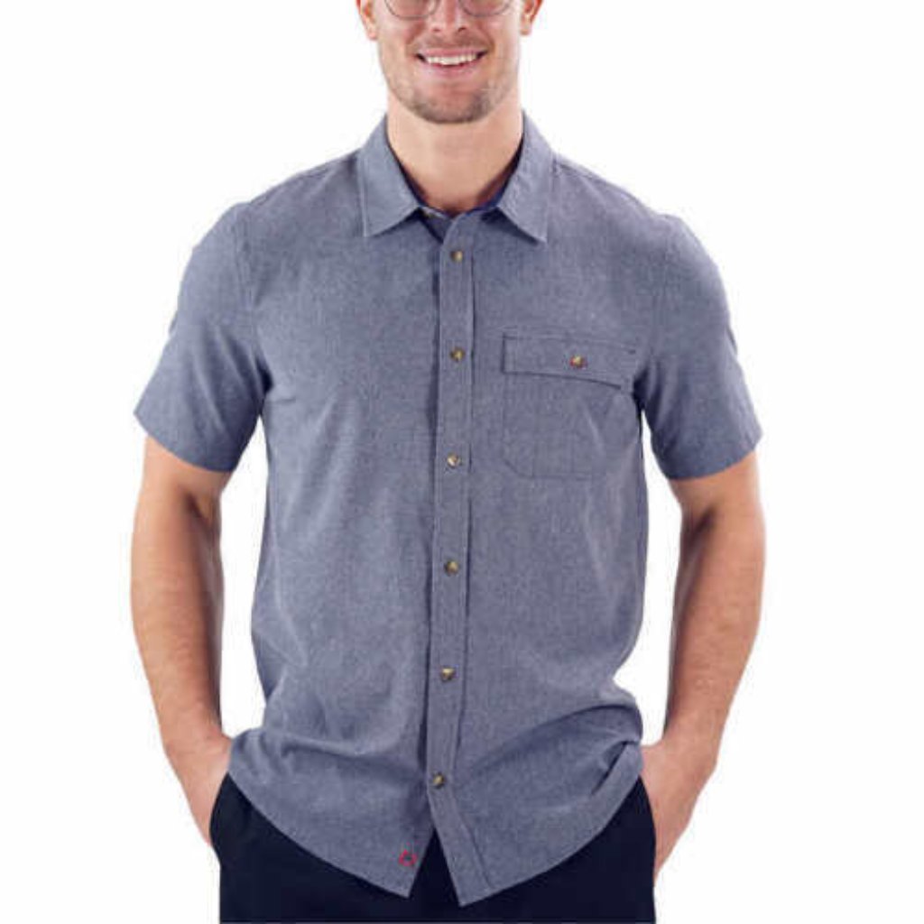 Avalanche Men's Performance Short Sleeve Woven Shirt In Light Blue